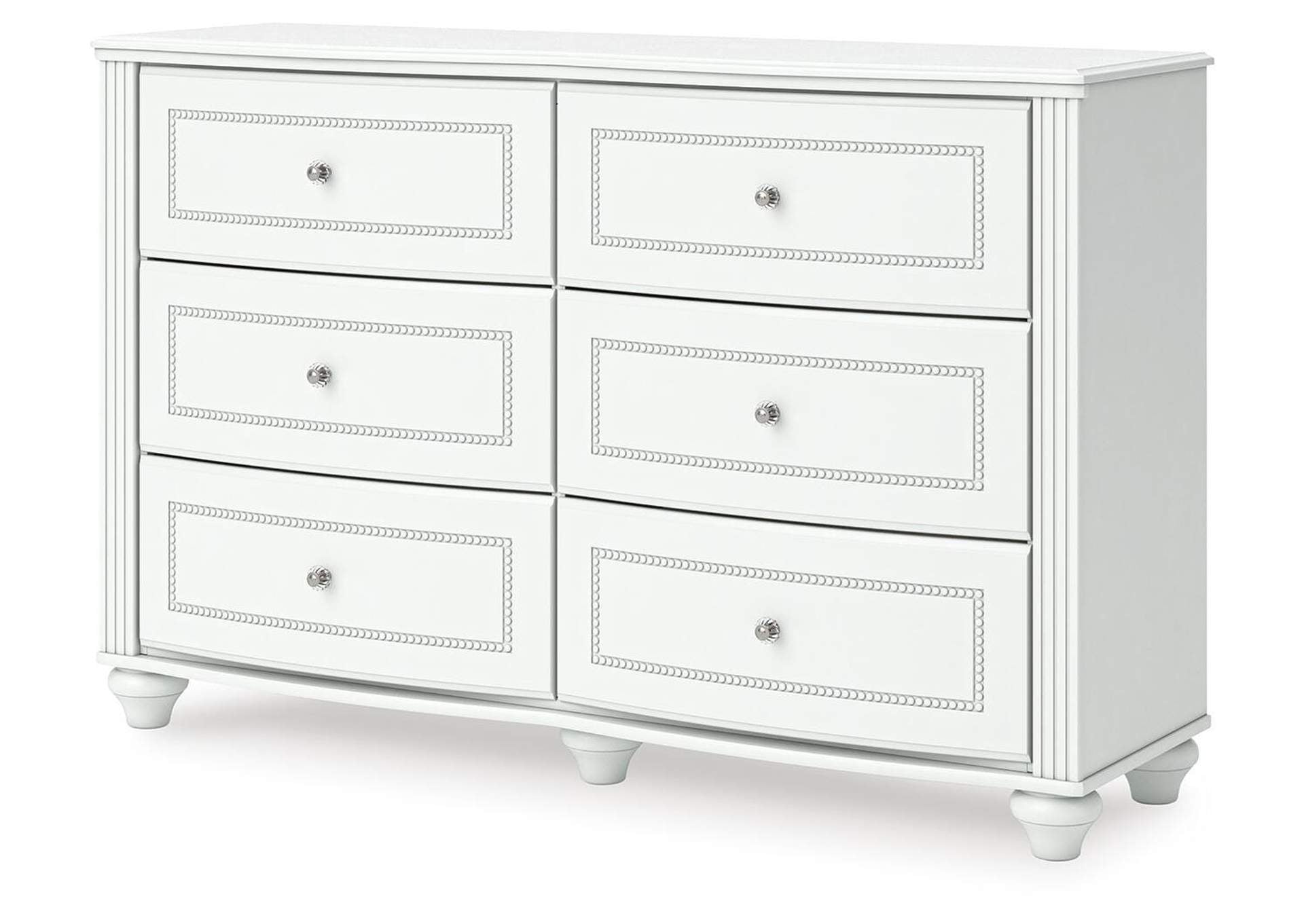Maylilly Full Upholstered Panel Bed, Dresser and Chest angled view