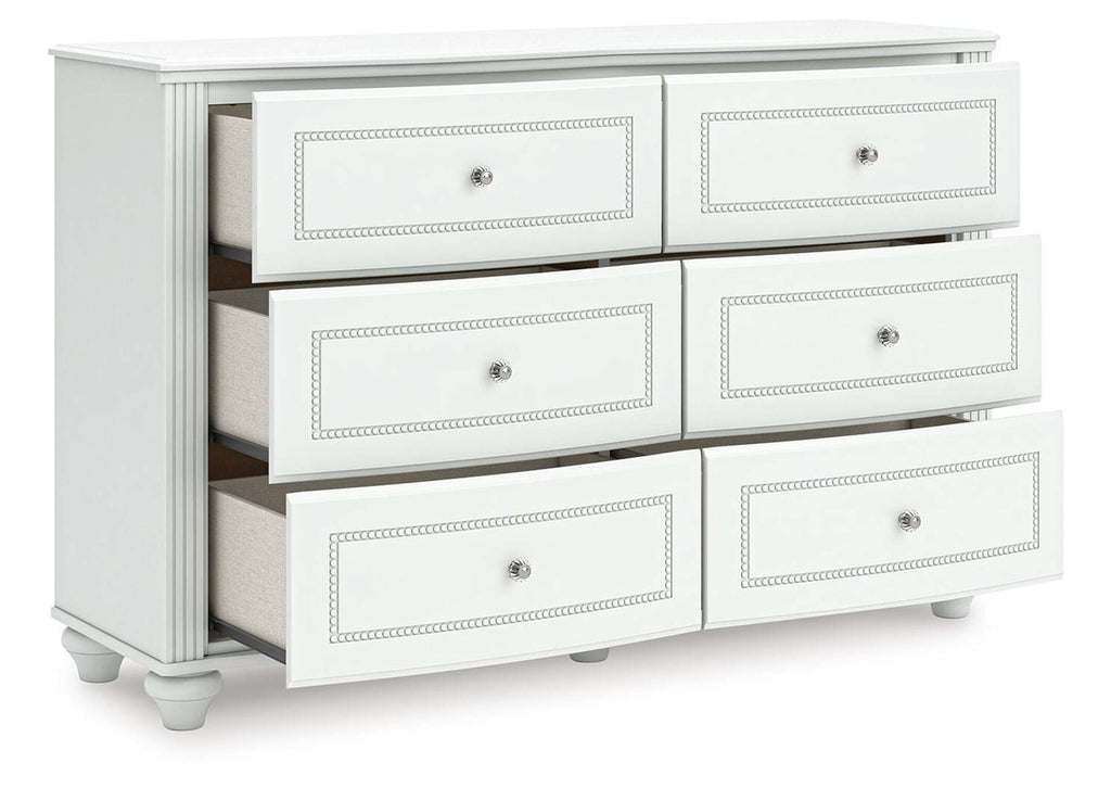 Maylilly Twin Upholstered Panel Storage Bed and Dresser angled view