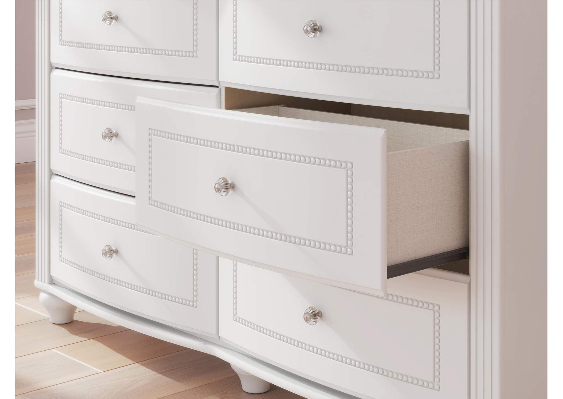 Maylilly Twin Upholstered Panel Storage Bed and Dresser detail