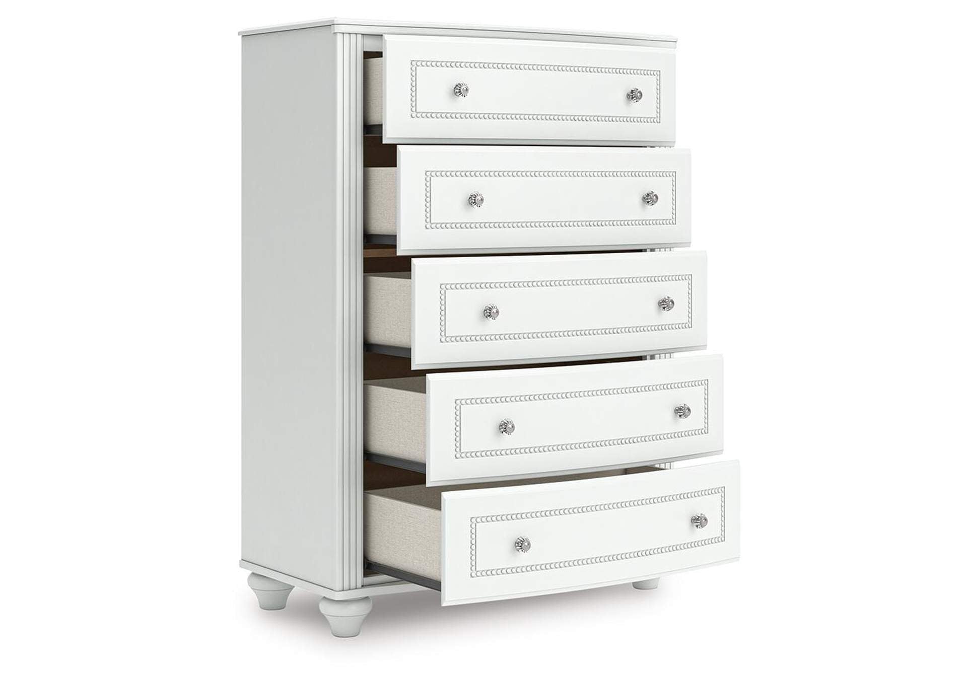 Maylilly Twin Upholstered Panel Storage Bed, Dresser and Chest angled view