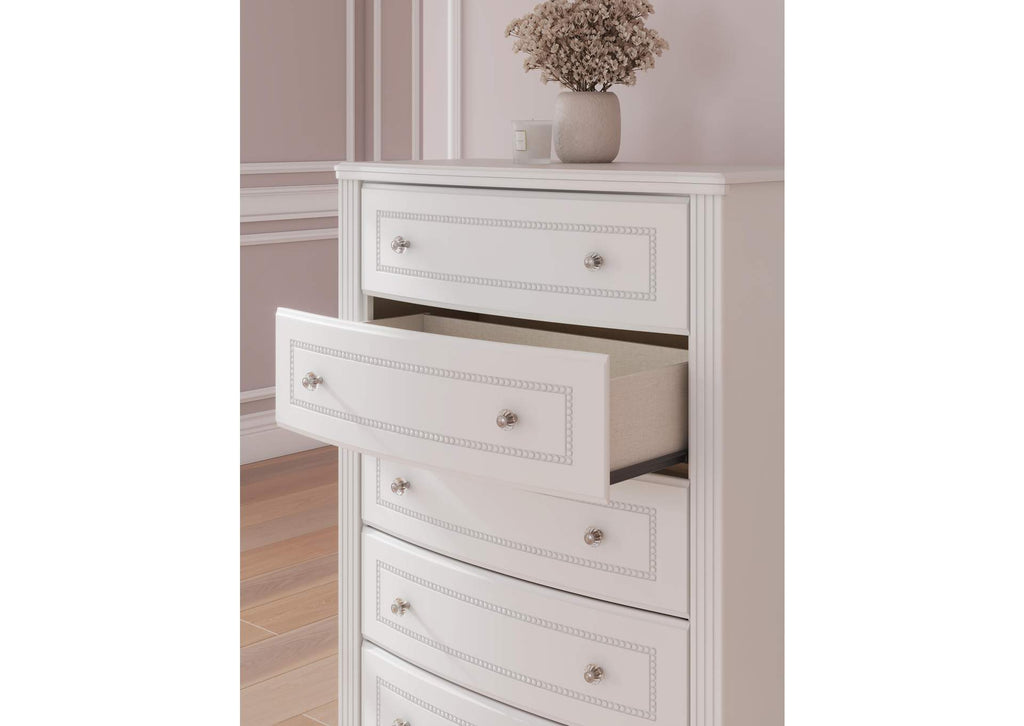 Maylilly Twin Upholstered Panel Storage Bed, Dresser and Chest detail