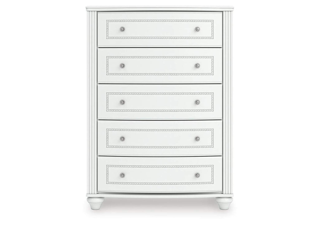 Maylilly Twin Upholstered Panel Bed, Dresser and Chest