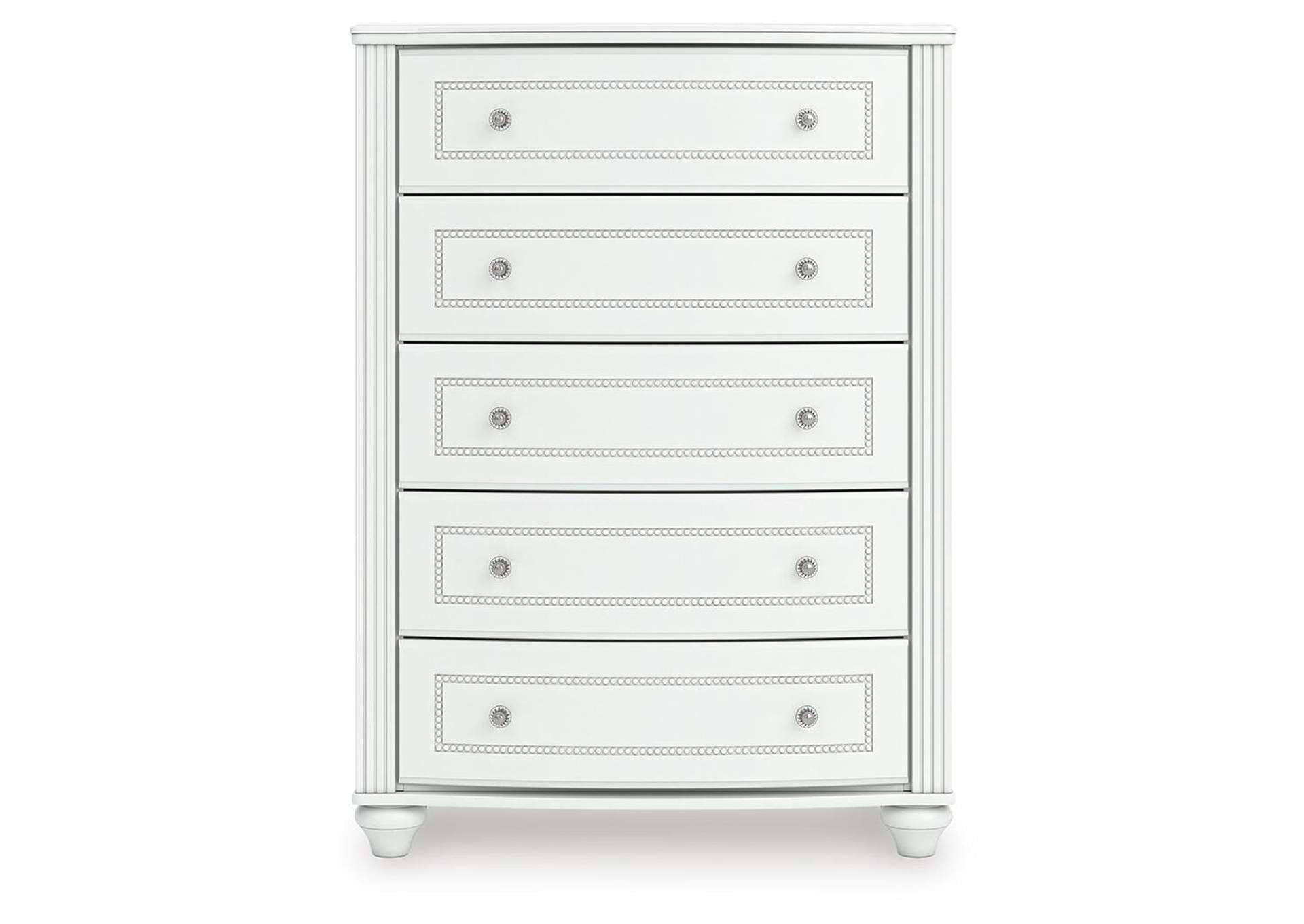 Maylilly Twin Upholstered Panel Bed, Dresser and Chest
