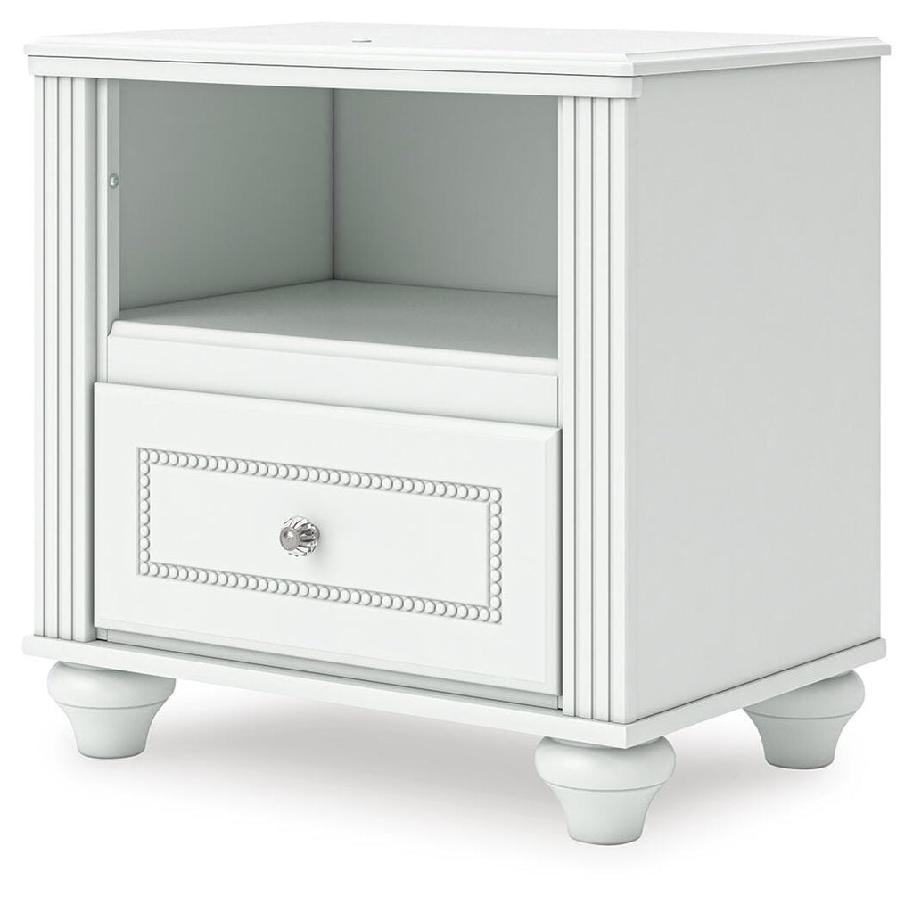 Kozlani Nightstand in White, angle view