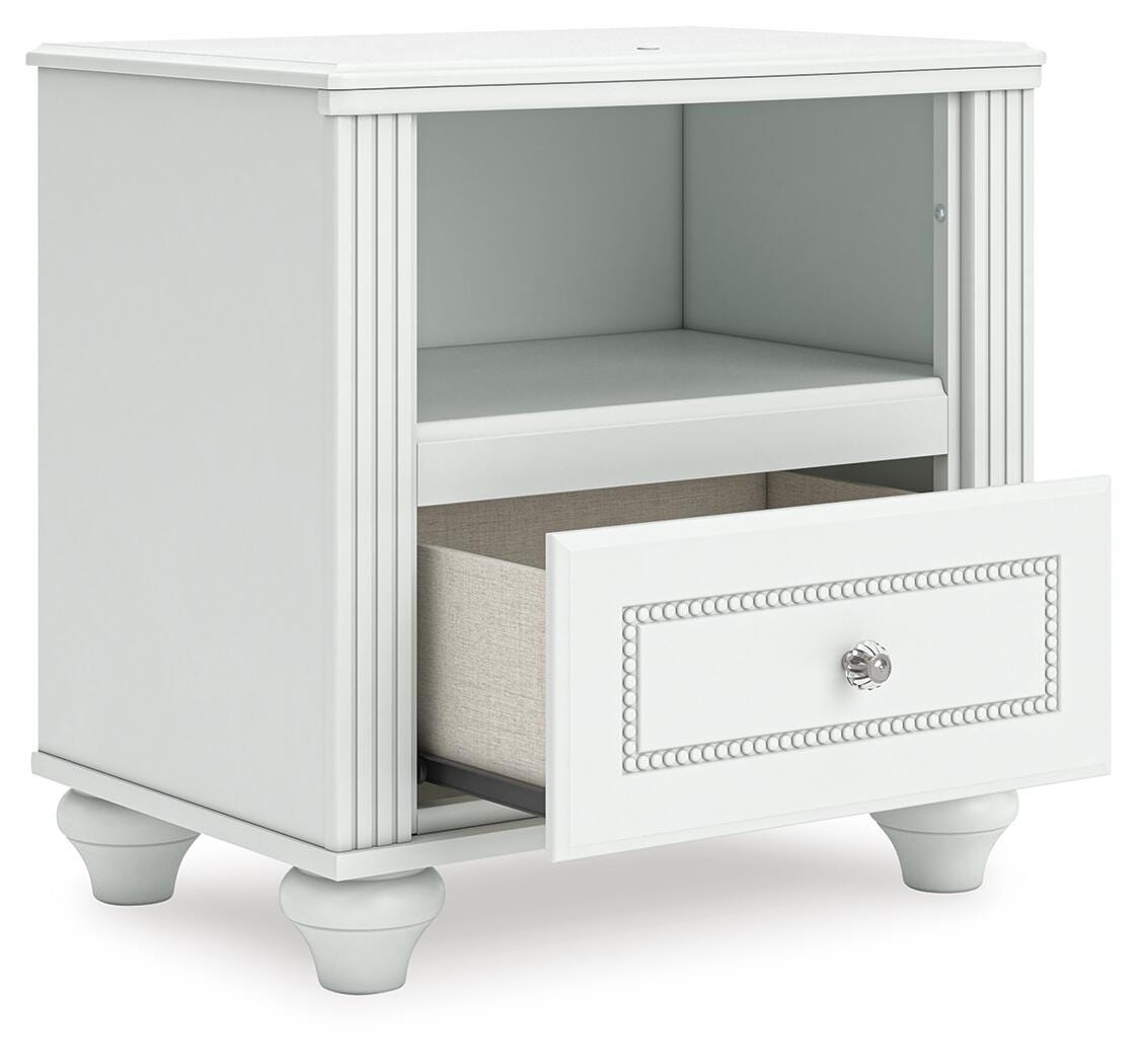 Kozlani Nightstand in White, open view