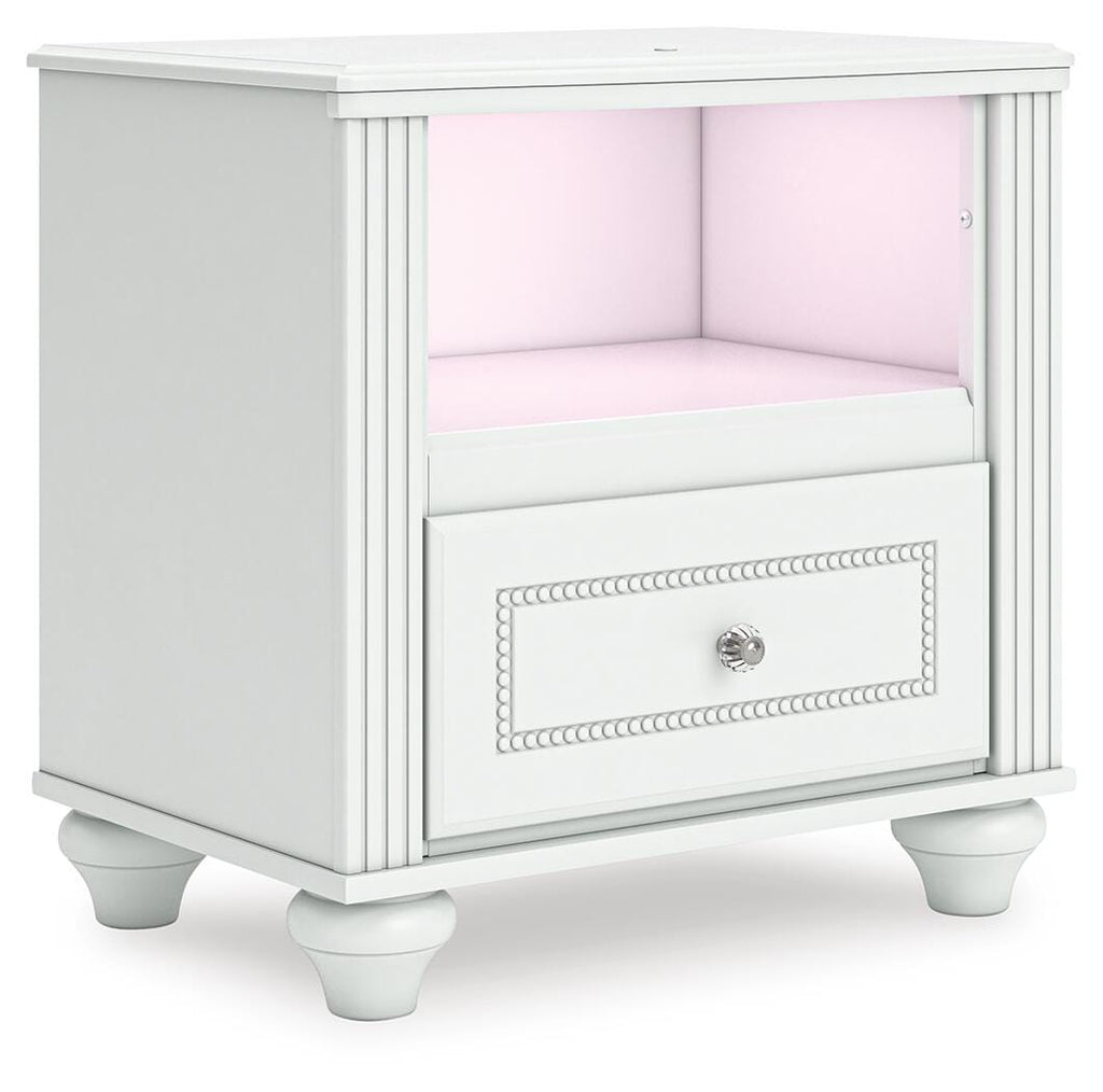 Kozlani Nightstand in White, angle view