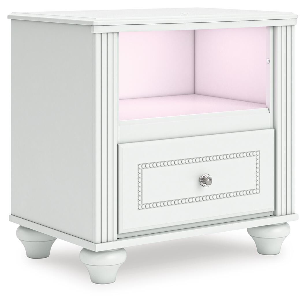 Kozlani Nightstand in White, angle view