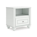 Kozlani Nightstand in White, angle view
