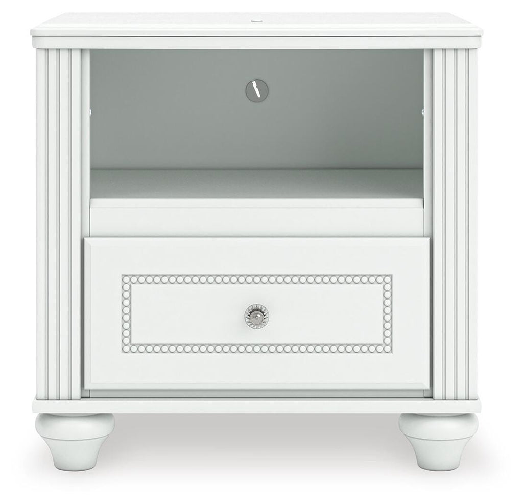 Kozlani Nightstand in White, front view