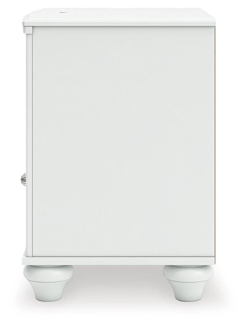 Kozlani Nightstand in White, alternate side view