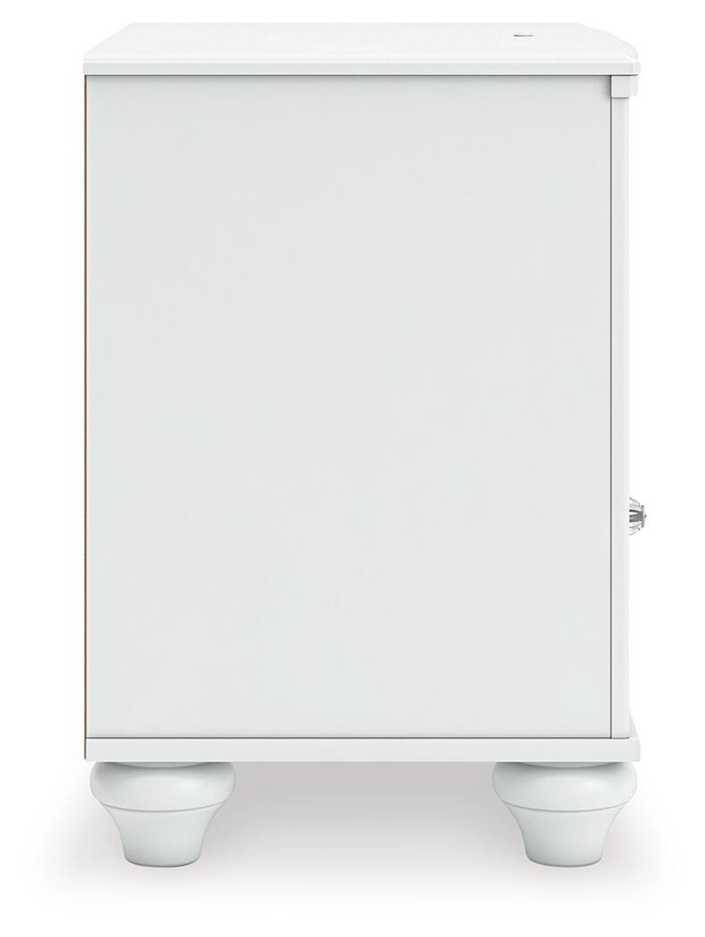 Kozlani Nightstand in White, side view