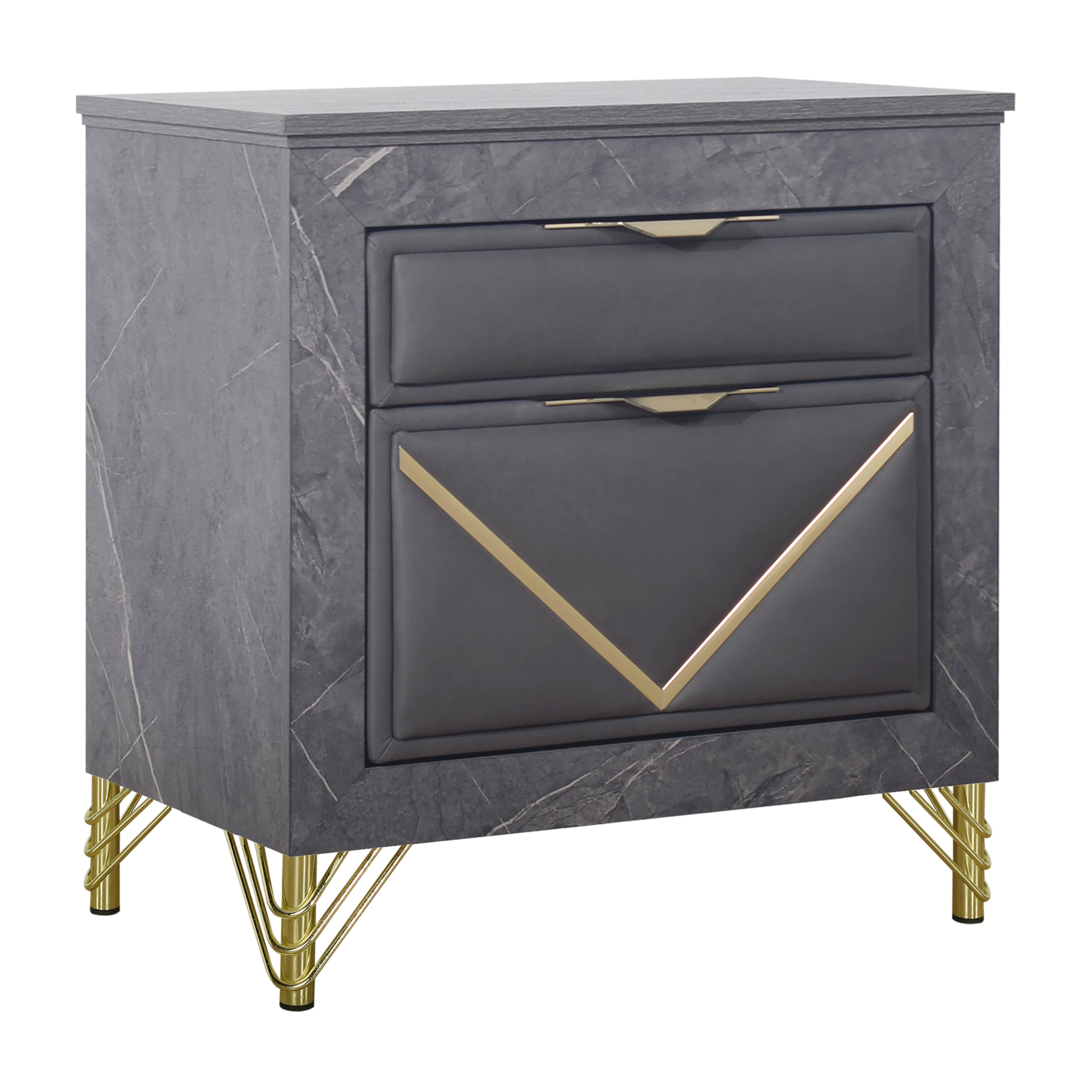 Symmetry 2 Drawer Nightstand-Charcoal