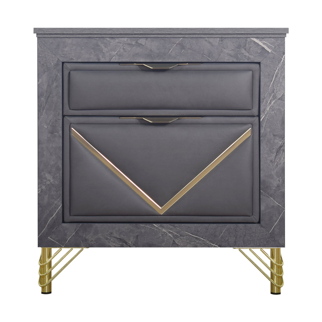Symmetry 2 Drawer Nightstand-Charcoal