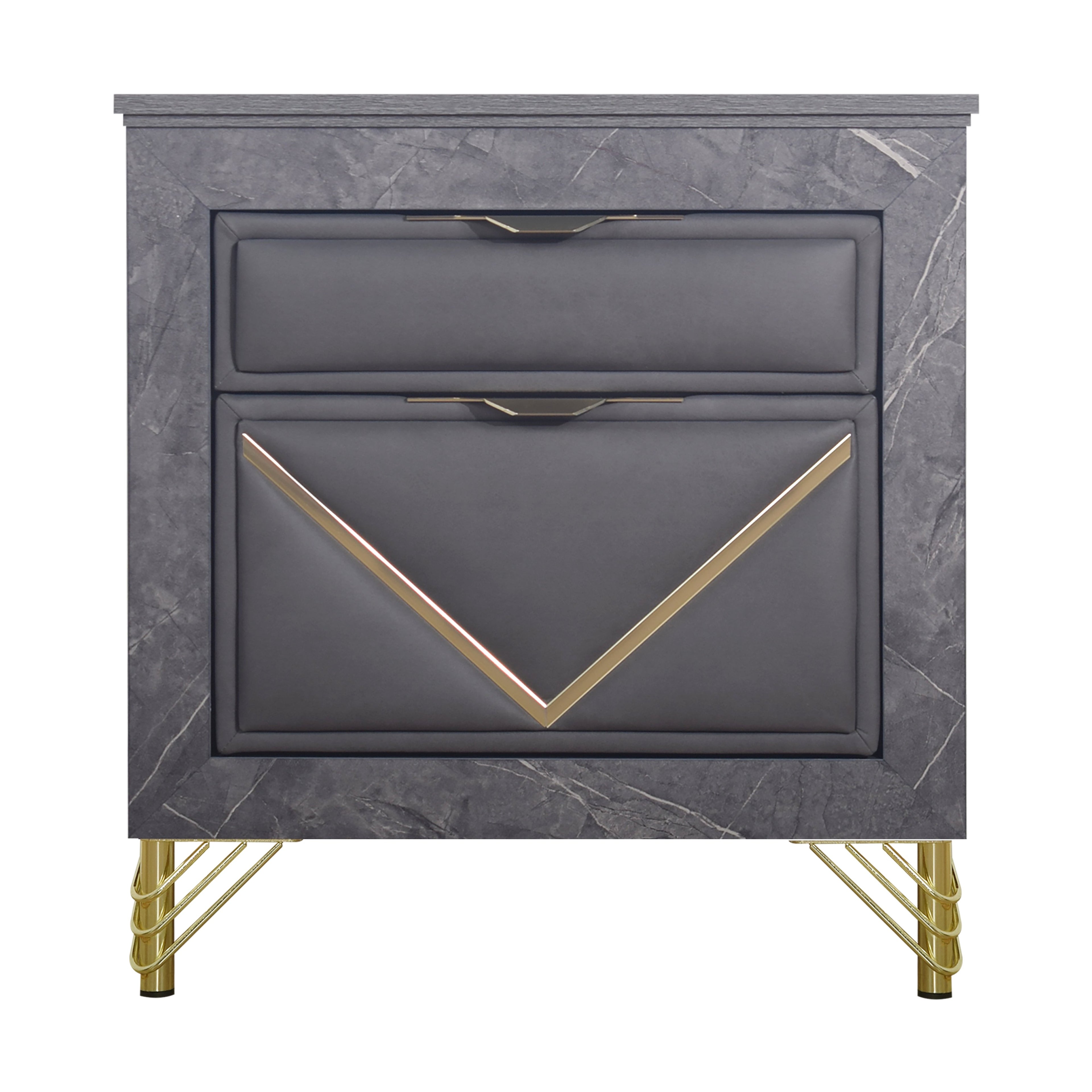 Symmetry 2 Drawer Nightstand-Charcoal