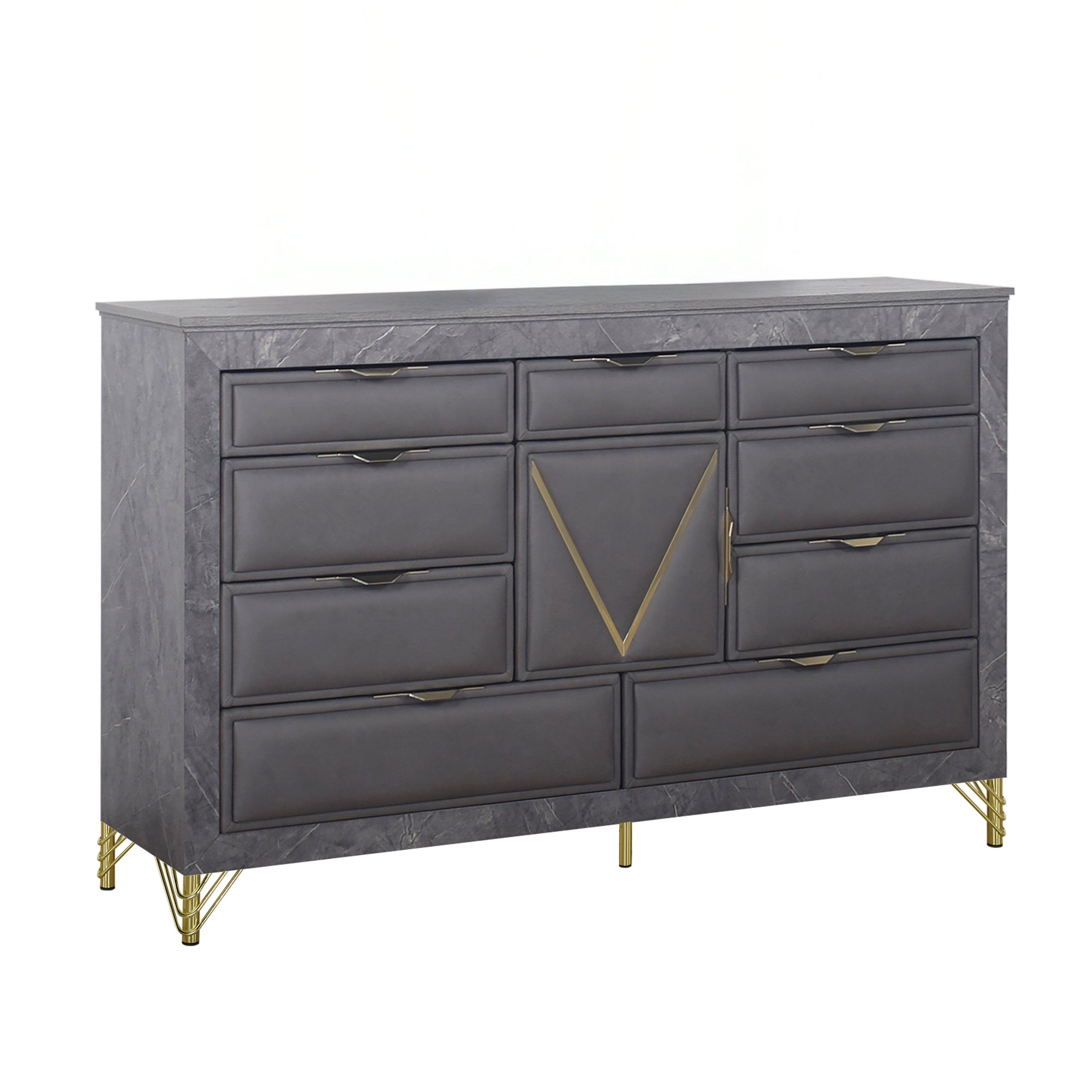 Symmetry 10 Drawer Dresser-Charcoal