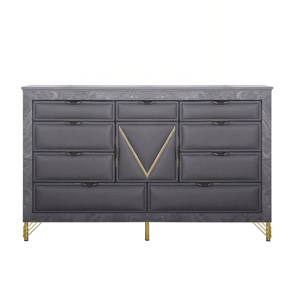 Symmetry 10 Drawer Dresser-Charcoal