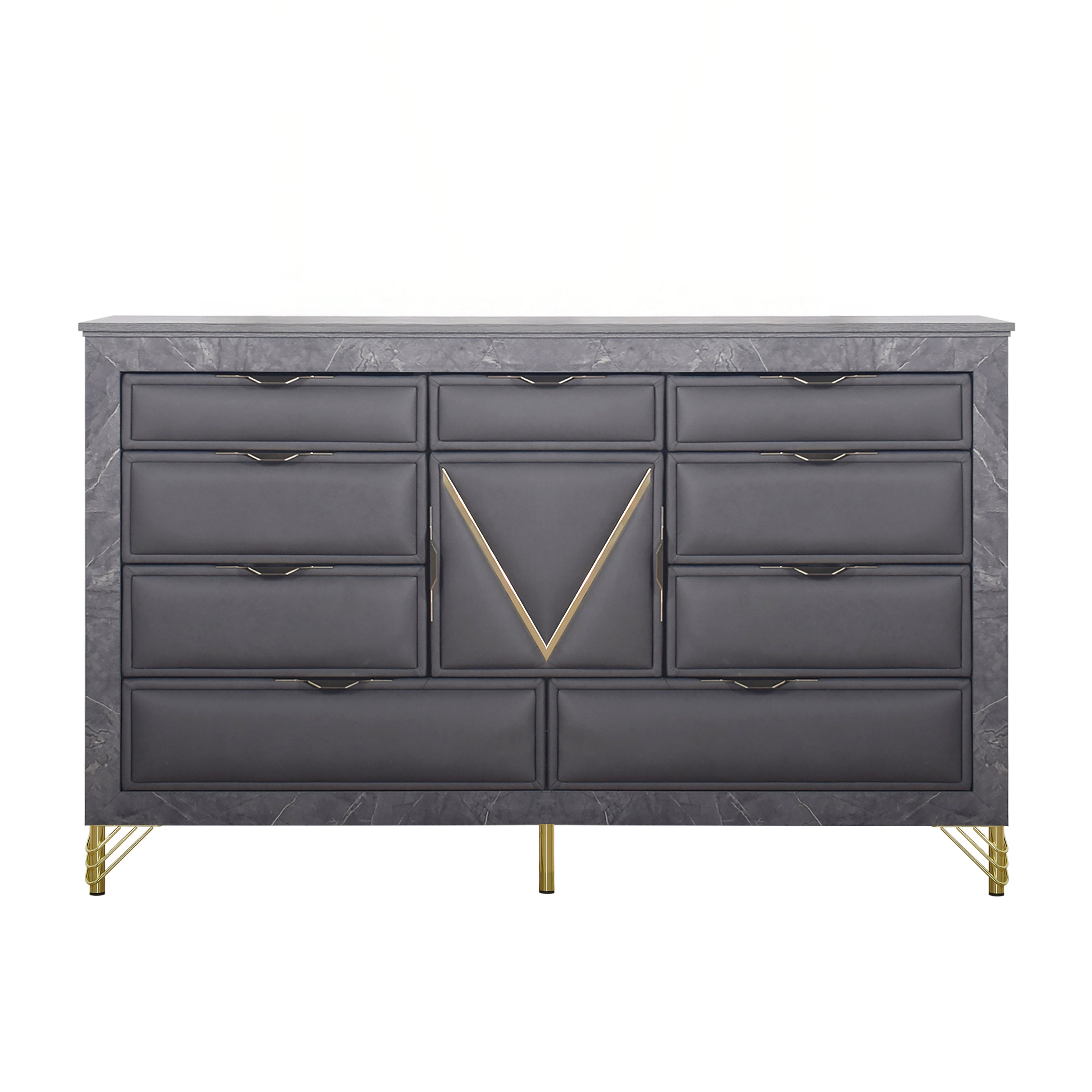 Symmetry 10 Drawer Dresser-Charcoal