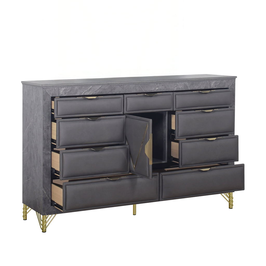 Symmetry 10 Drawer Dresser-Charcoal