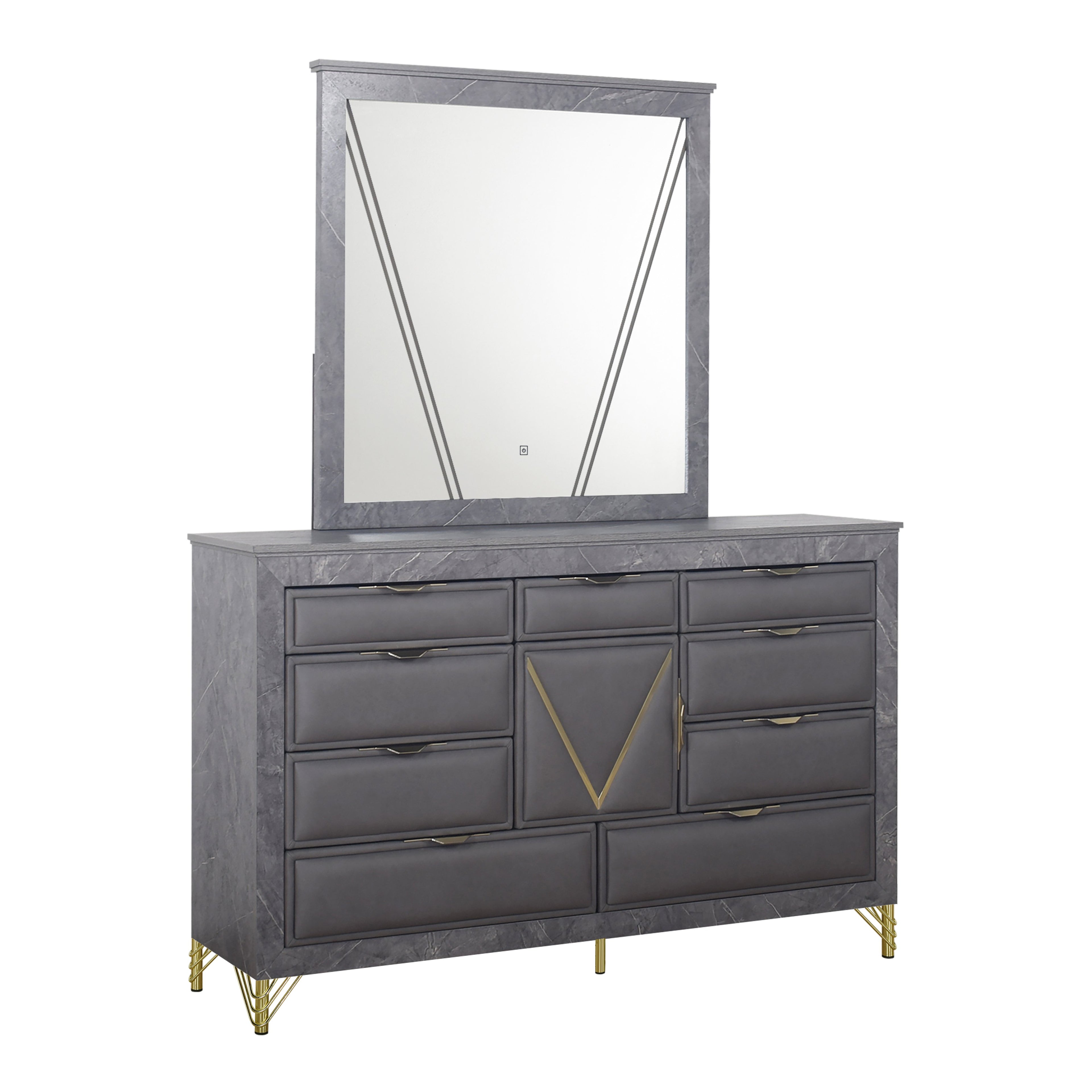 Symmetry Lighted Mirror-Charcoal