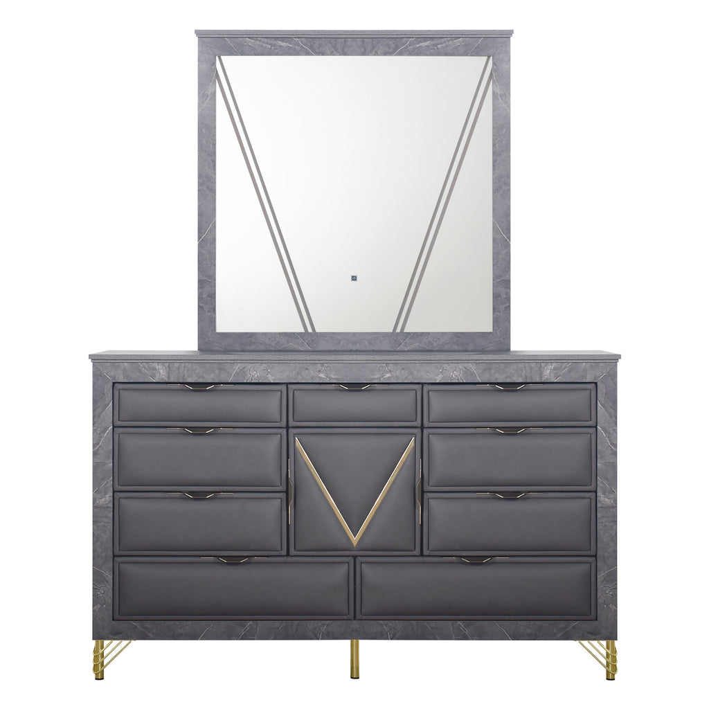 Symmetry Lighted Mirror-Charcoal