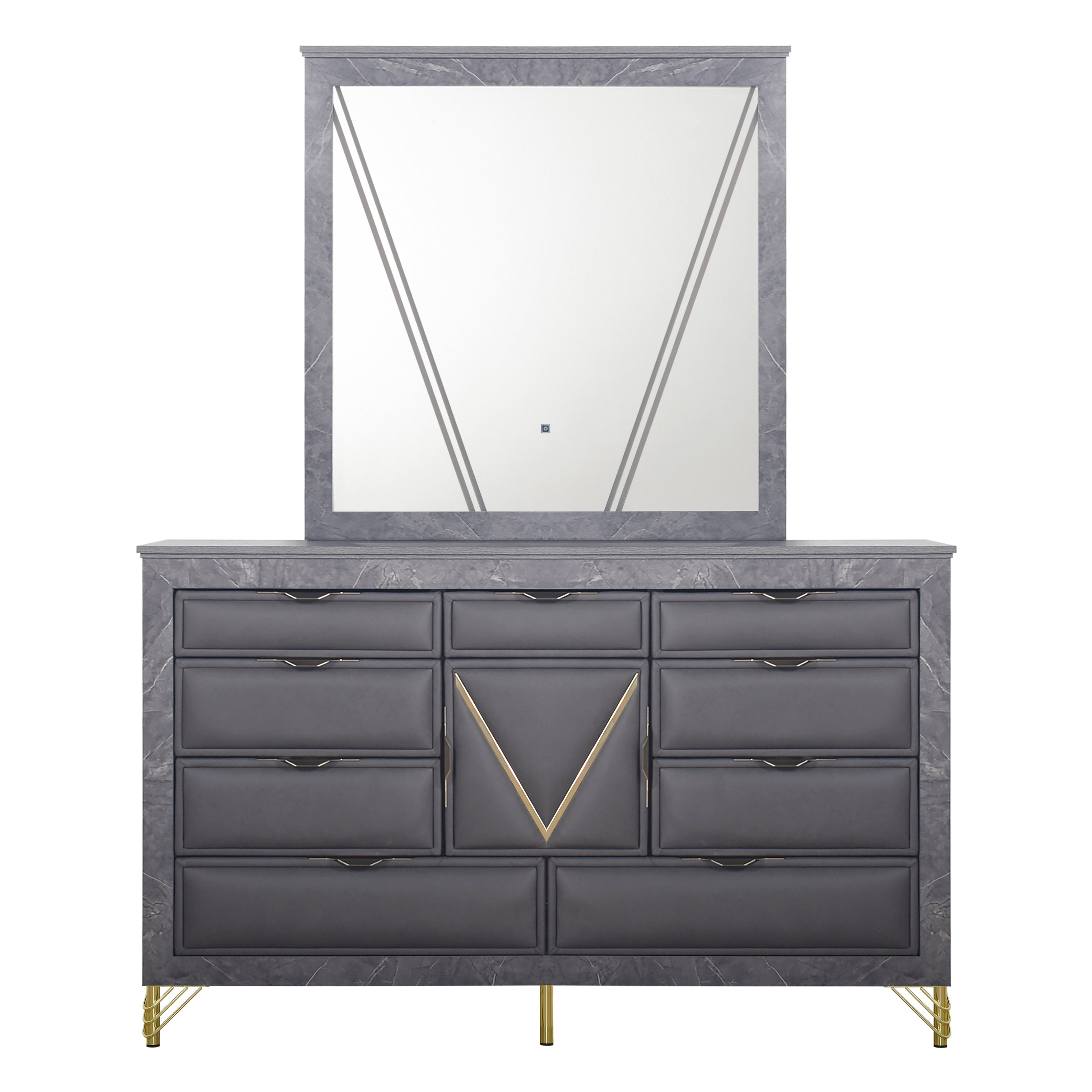 Symmetry Lighted Mirror-Charcoal