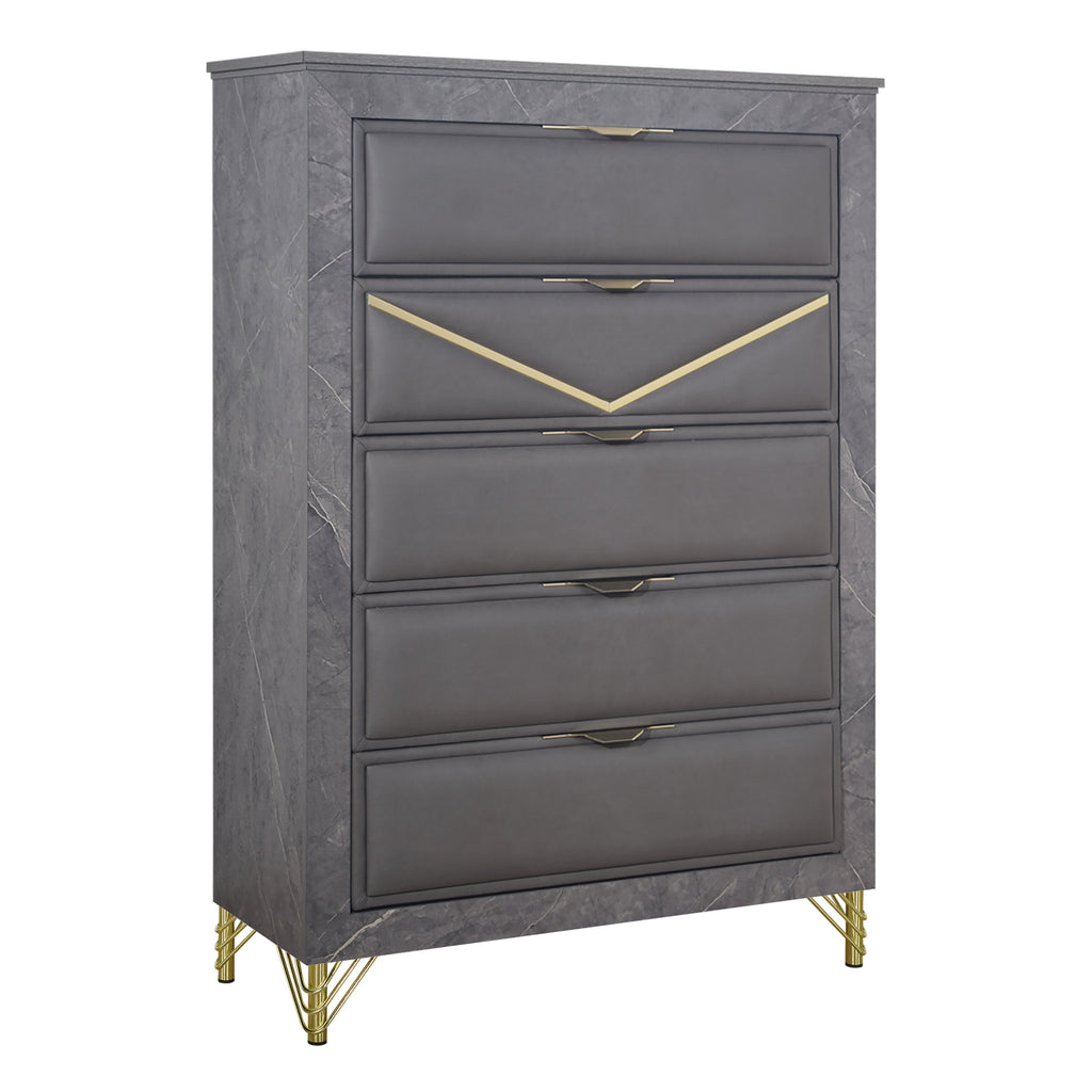 Symmetry 5 Drawer Chest-Charcoal