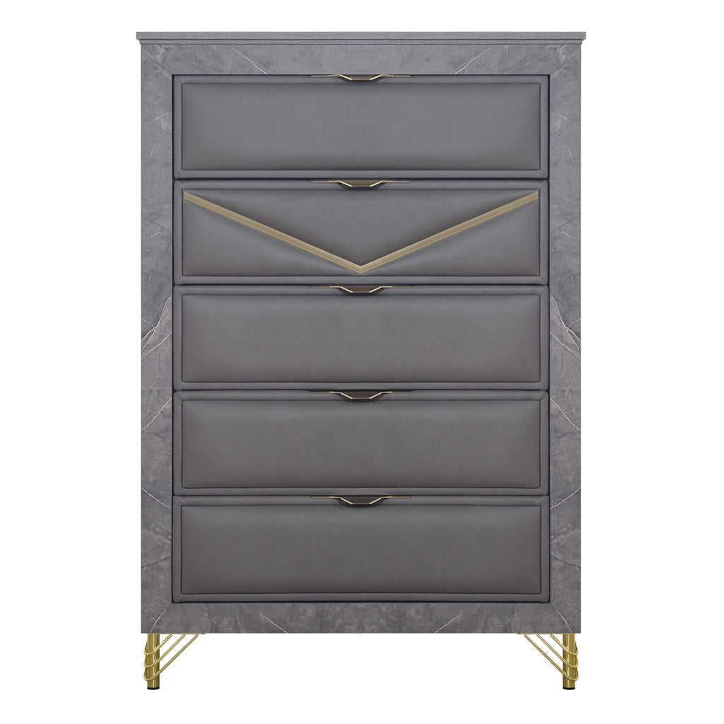 Symmetry 5 Drawer Chest-Charcoal