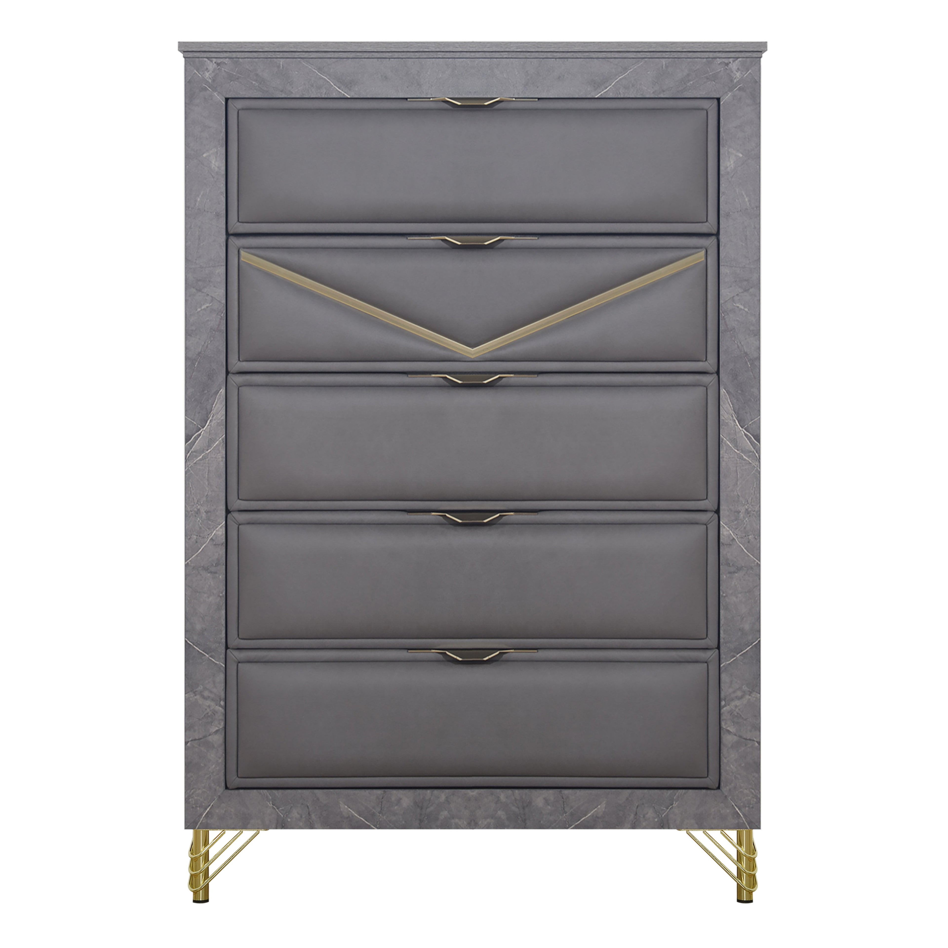 Symmetry 5 Drawer Chest-Charcoal