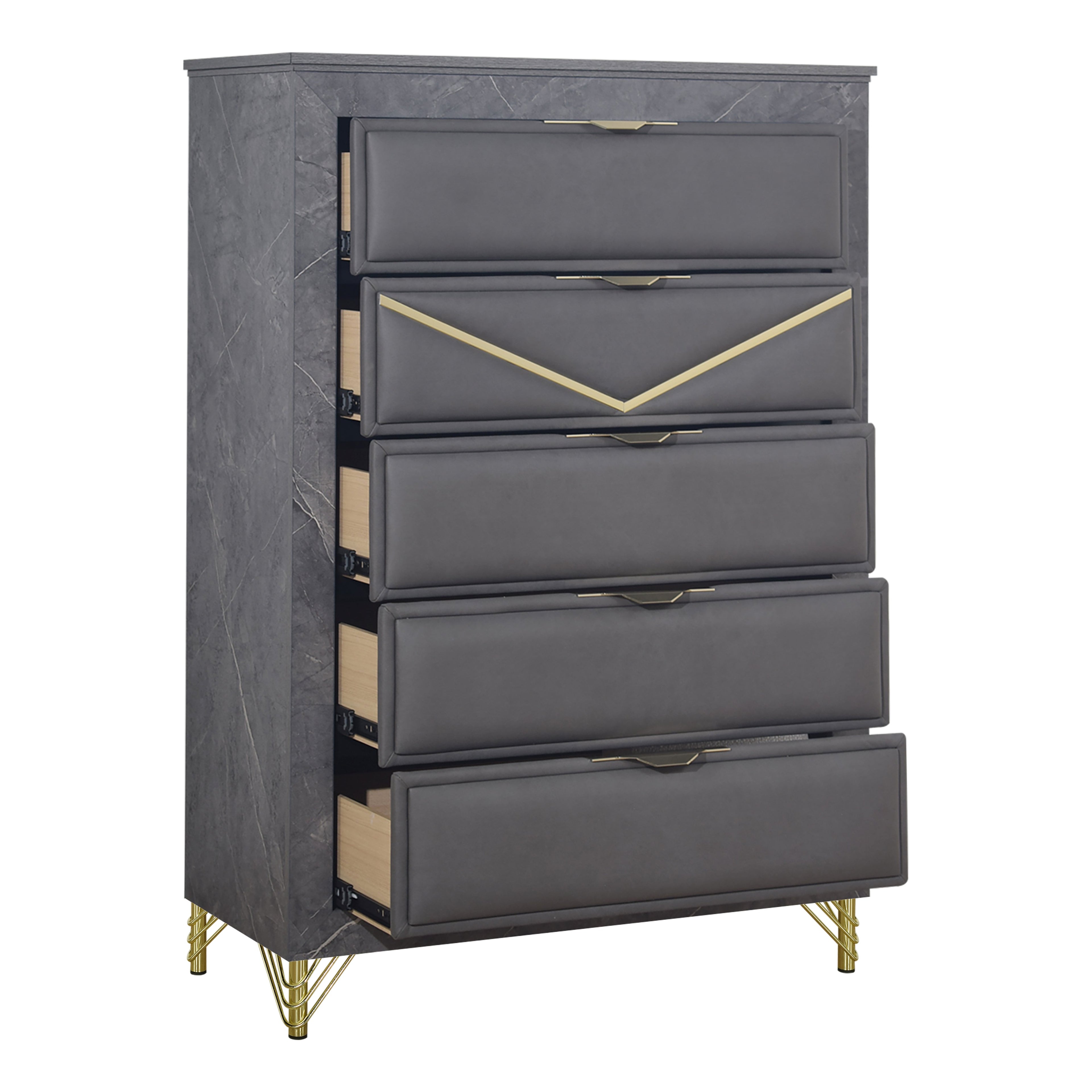 Symmetry 5 Drawer Chest-Charcoal