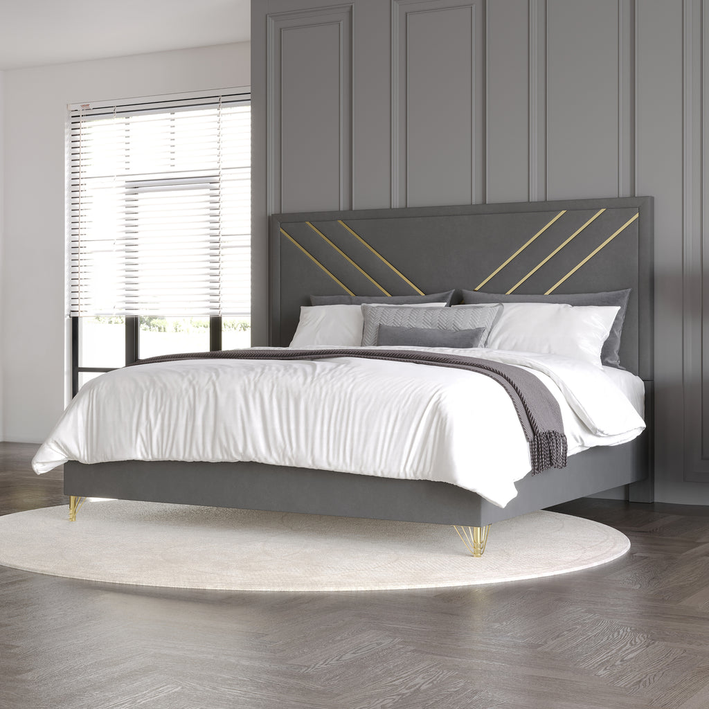 Symmetry King Bed - Charcoal