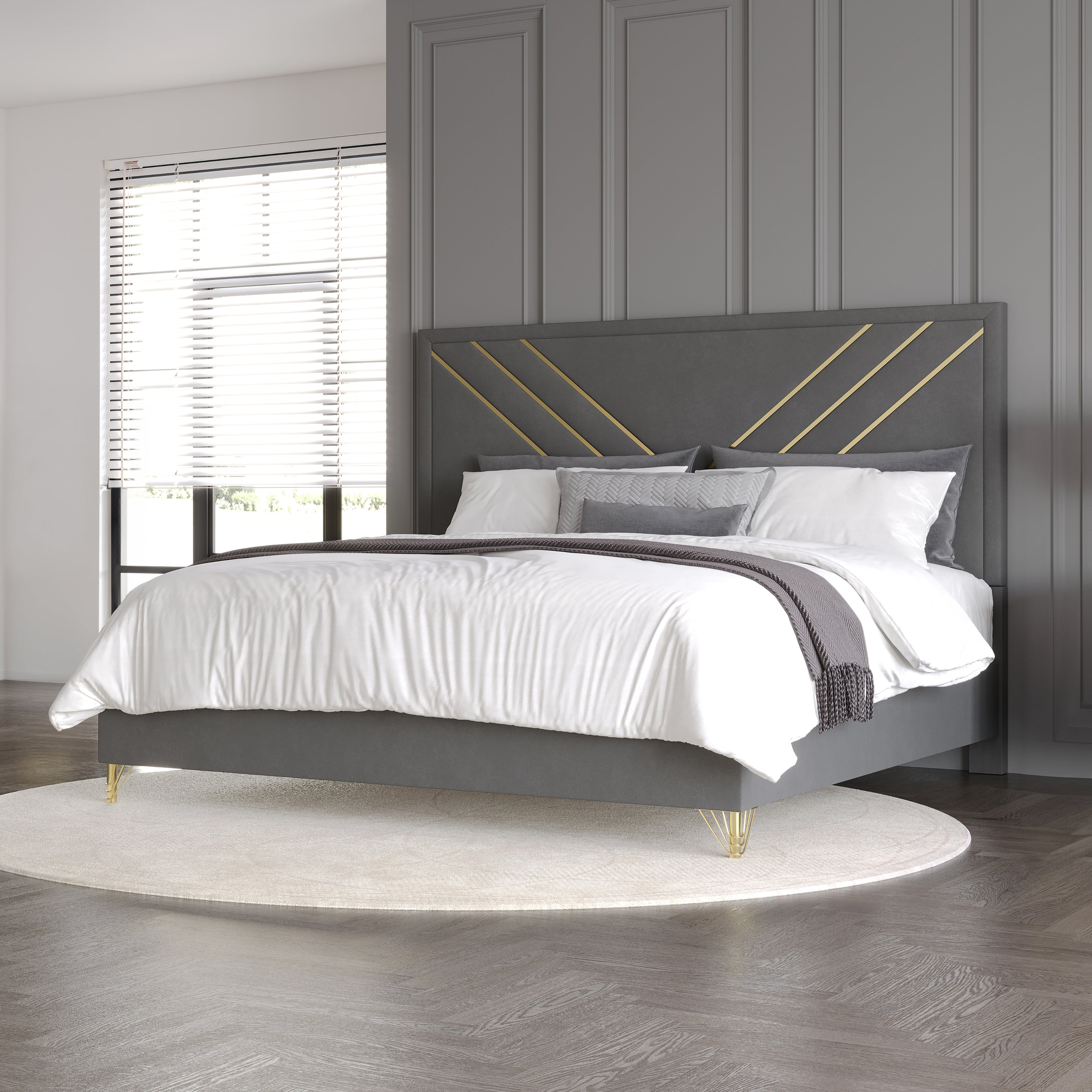 Symmetry King Bed - Charcoal