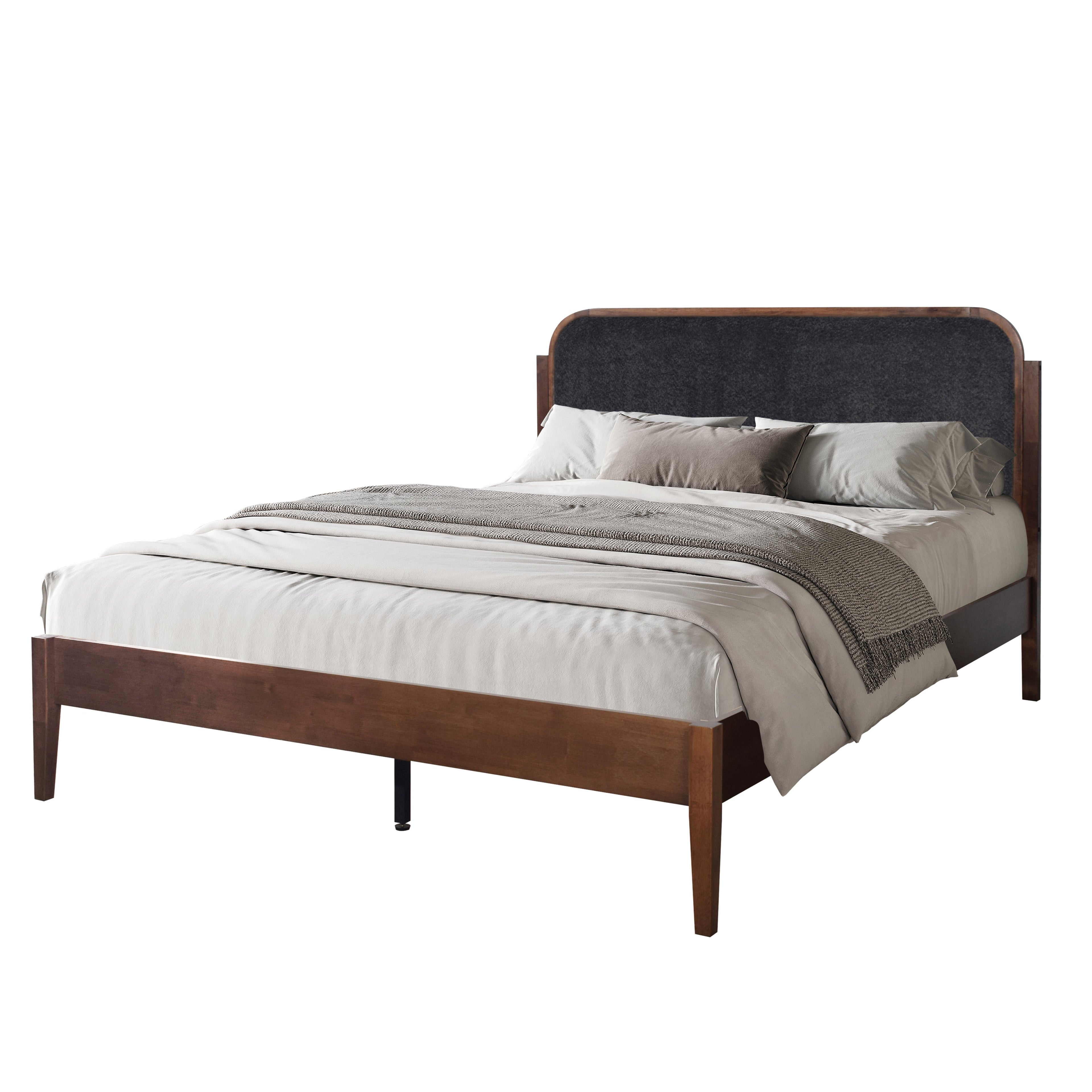 Hawthorne 5/0 Queen Charcoal Upholstered Platform Headboard-W