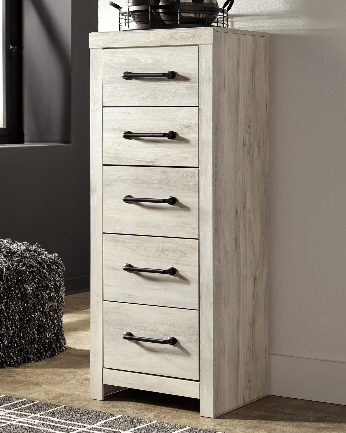 Cambeck Narrow Chest of Drawers in Whitewash, lifestyle view