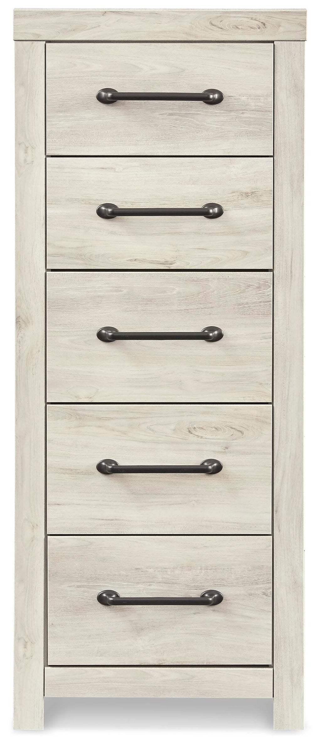Cambeck Narrow Chest of Drawers in Whitewash, front view