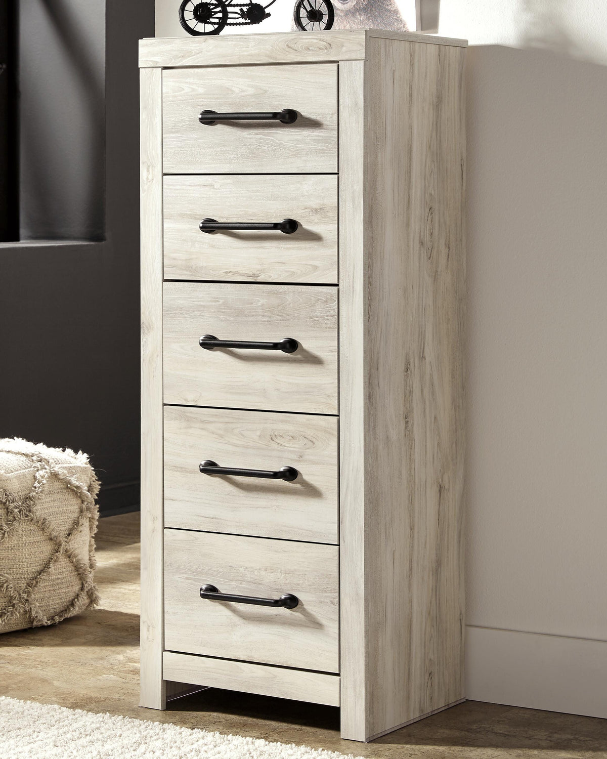 Cambeck Narrow Chest of Drawers in Whitewash, lifestyle view