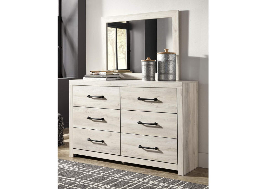 Cambeck Queen Panel Bed with Mirrored Dresser and Chest room view