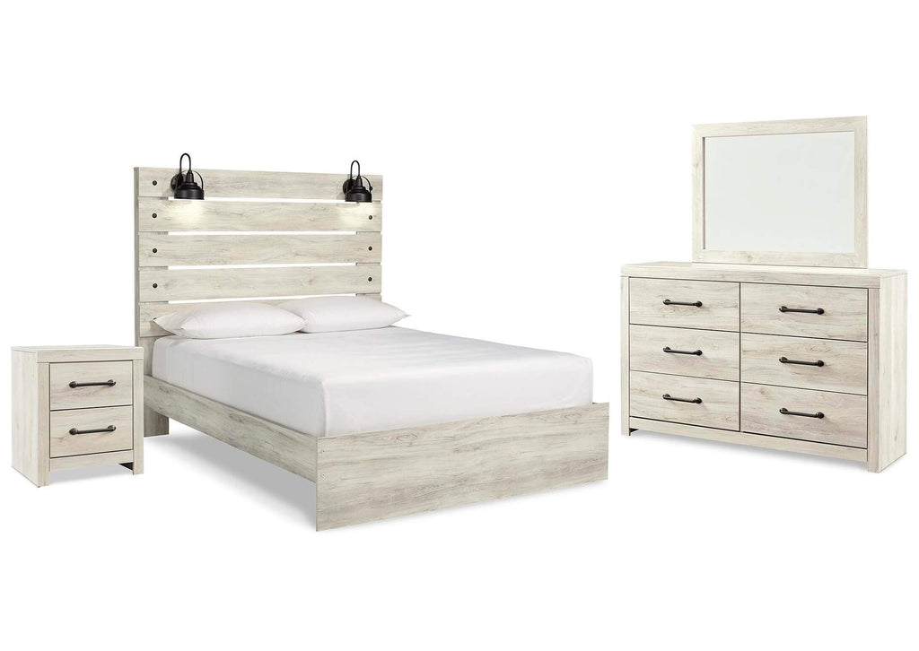 Cambeck Queen Panel Bed with Mirrored Dresser and Nightstand