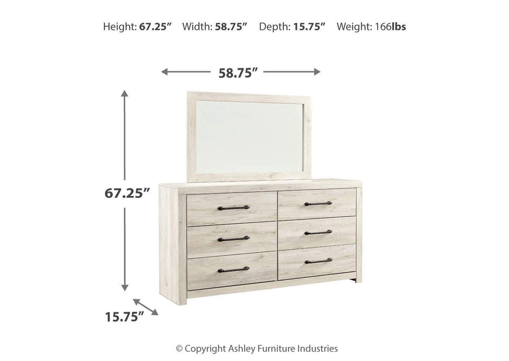 Cambeck Queen Panel Bed with Mirrored Dresser and Nightstand dimensions