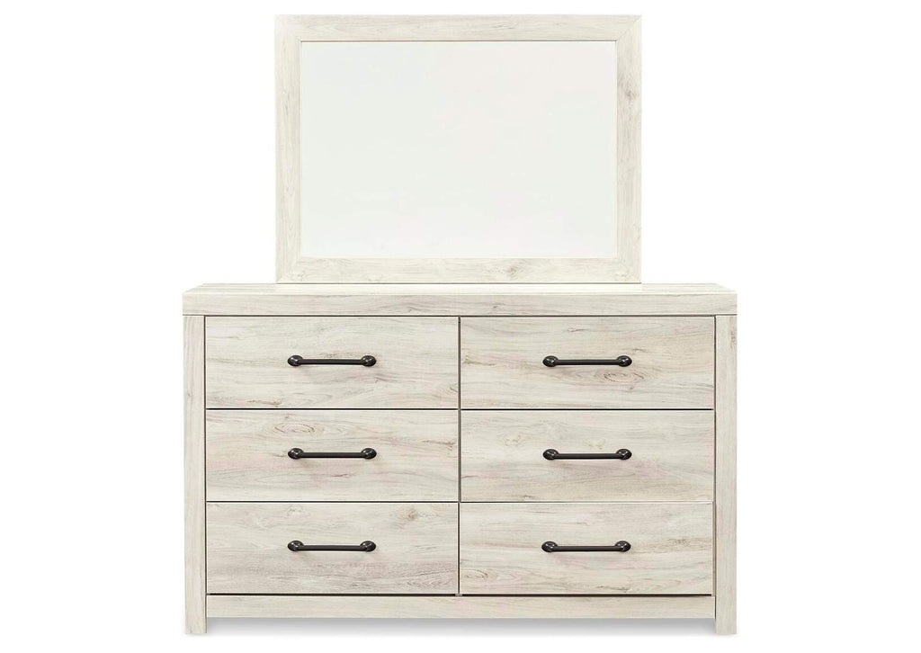 Cambeck Full Panel Bed with 4 Storage Drawers with Mirrored Dresser