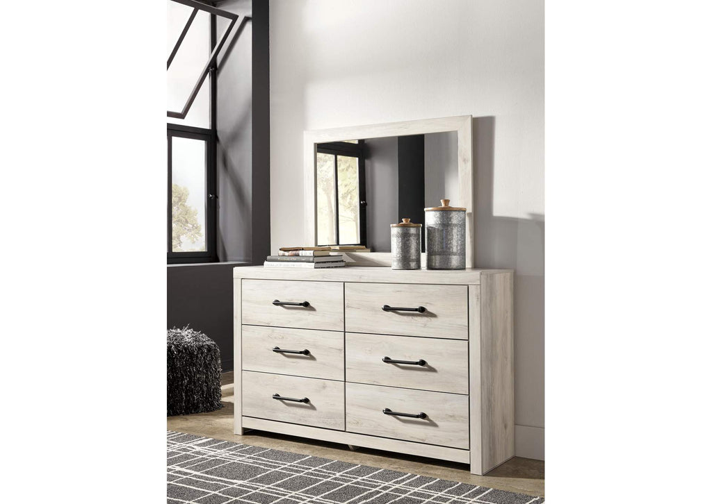 Cambeck Queen Panel Bed with 4 Storage Drawers with Mirrored Dresser, Chest and 2 Nightstands