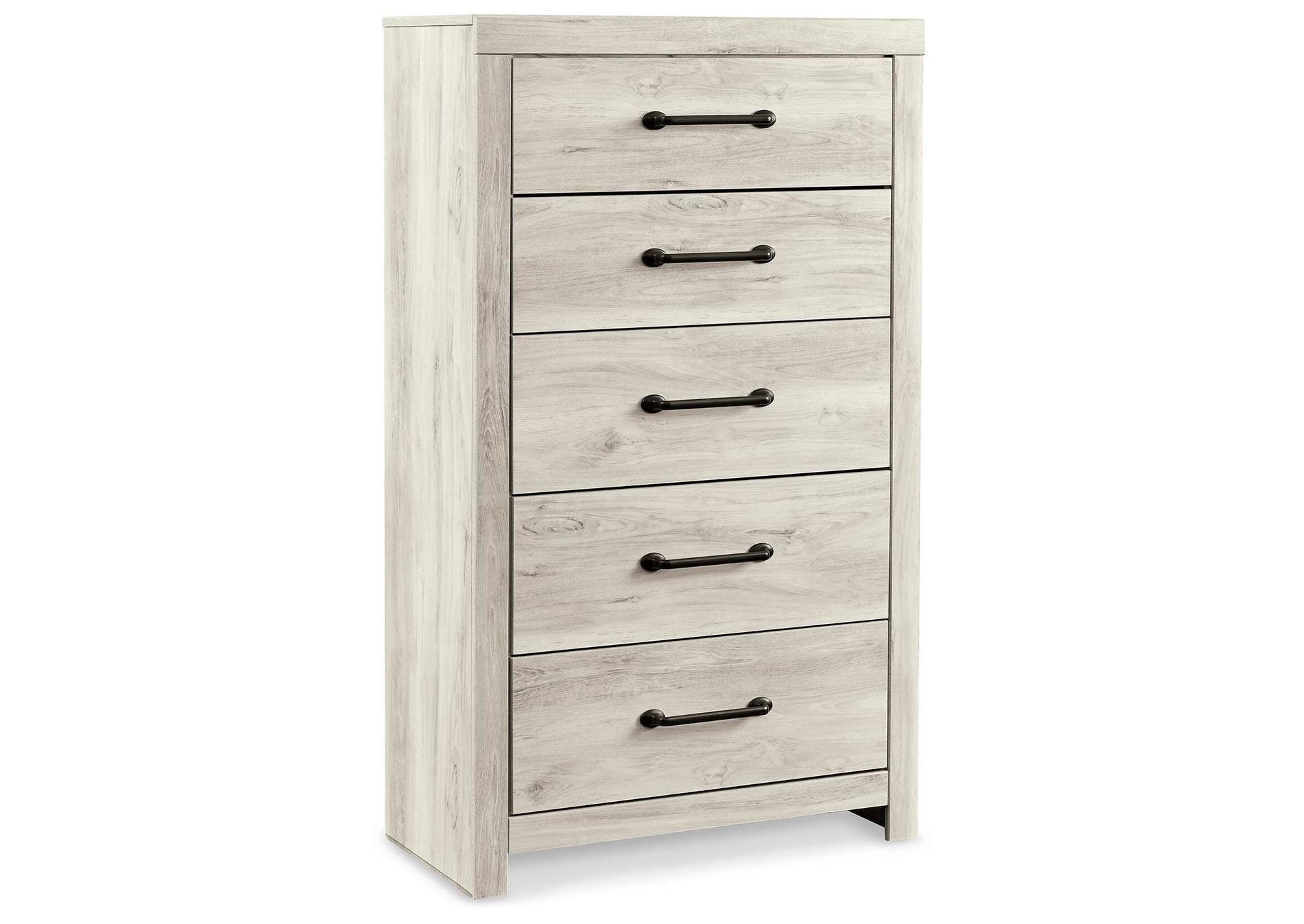 Cambeck Full Panel Bed with 2 Storage Drawers with Mirrored Dresser and Chest angled view