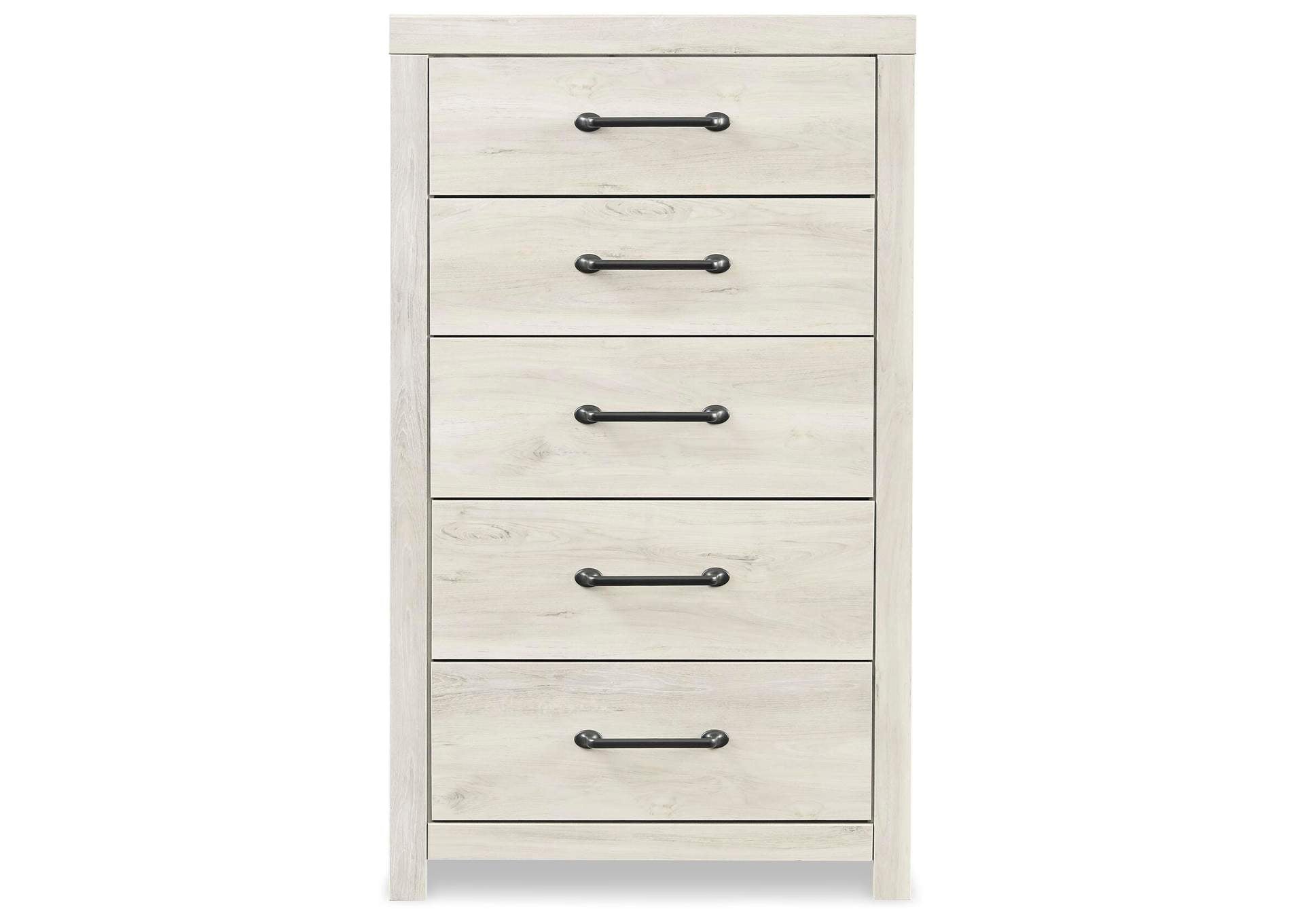 Cambeck King Panel Bed with 2 Storage Drawers with Mirrored Dresser, Chest and 2 Nightstands front view