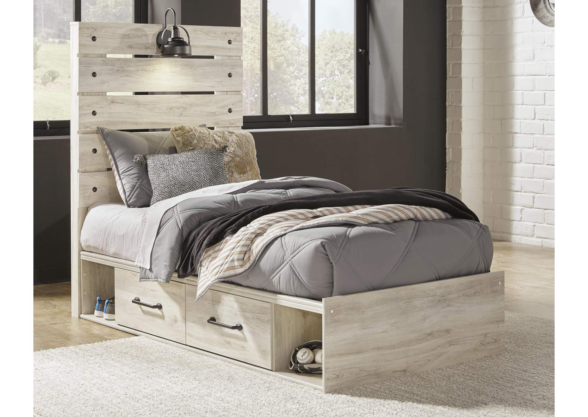 Cambeck Twin Panel Bed with 2 Storage Drawers with Dresser room view