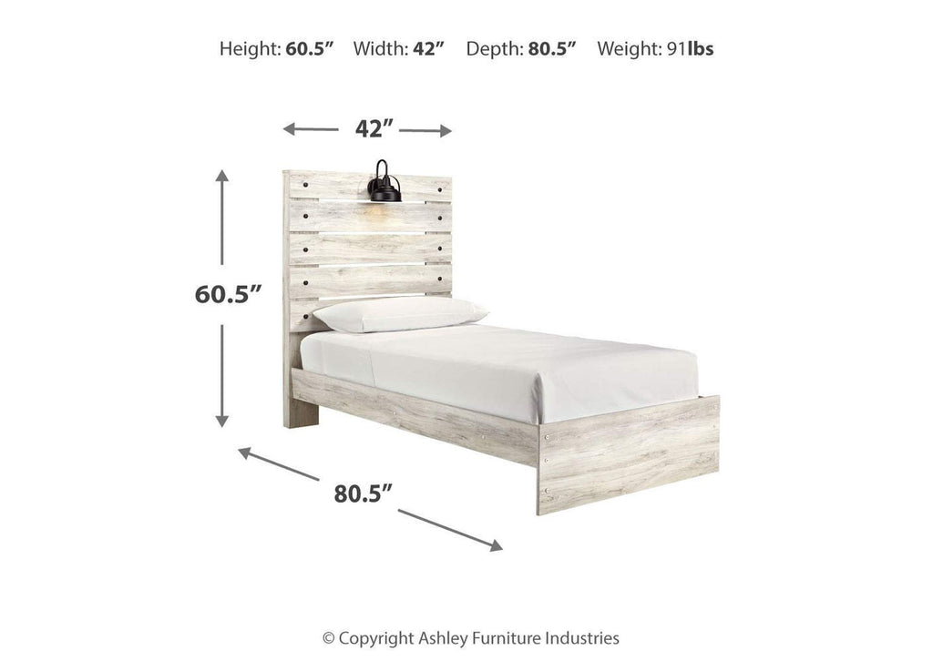 Cambeck Twin Panel Bed with Mirrored Dresser, Chest and Nightstand dimensions