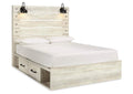 Cambeck Queen Panel Bed with 4 Storage Drawers with Mirrored Dresser