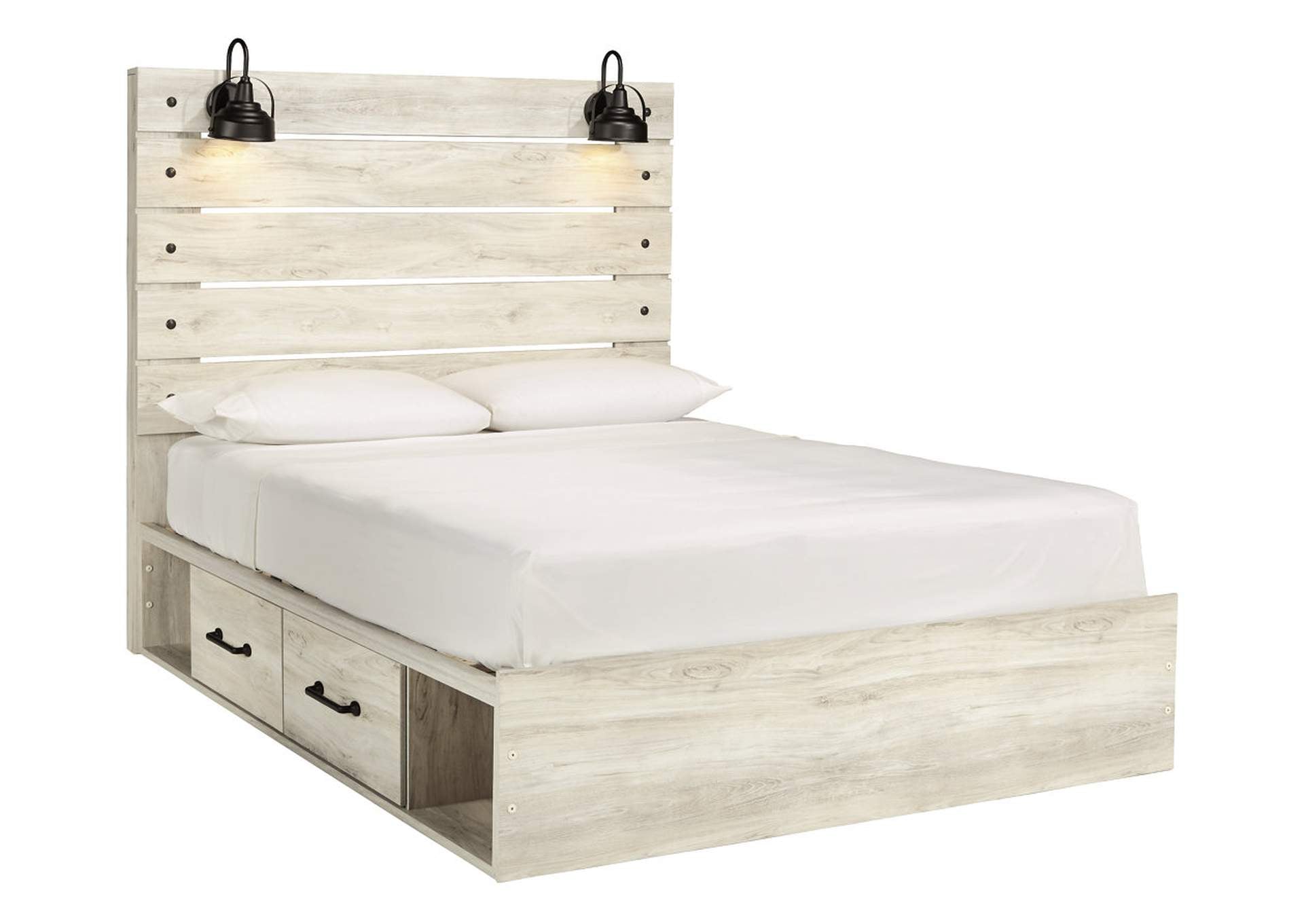 Cambeck Queen Panel Bed with 4 Storage Drawers with Dresser angled view