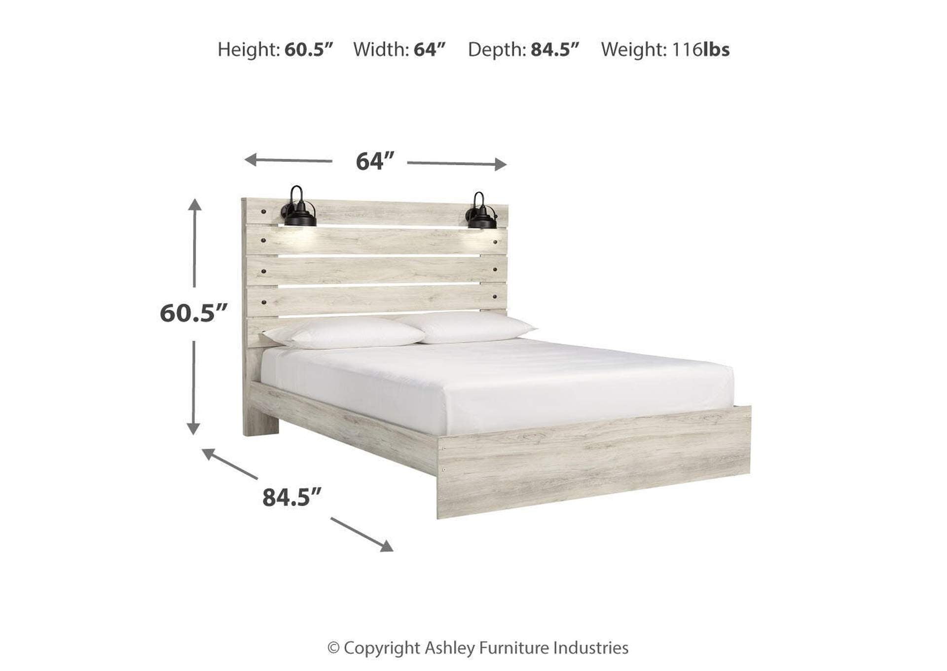 Cambeck Queen Panel Bed with Mirrored Dresser and Nightstand dimensions
