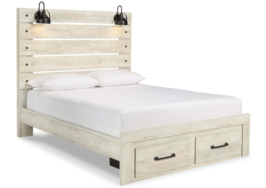 Cambeck Queen Panel Bed with 2 Storage Drawers with Dresser angled view