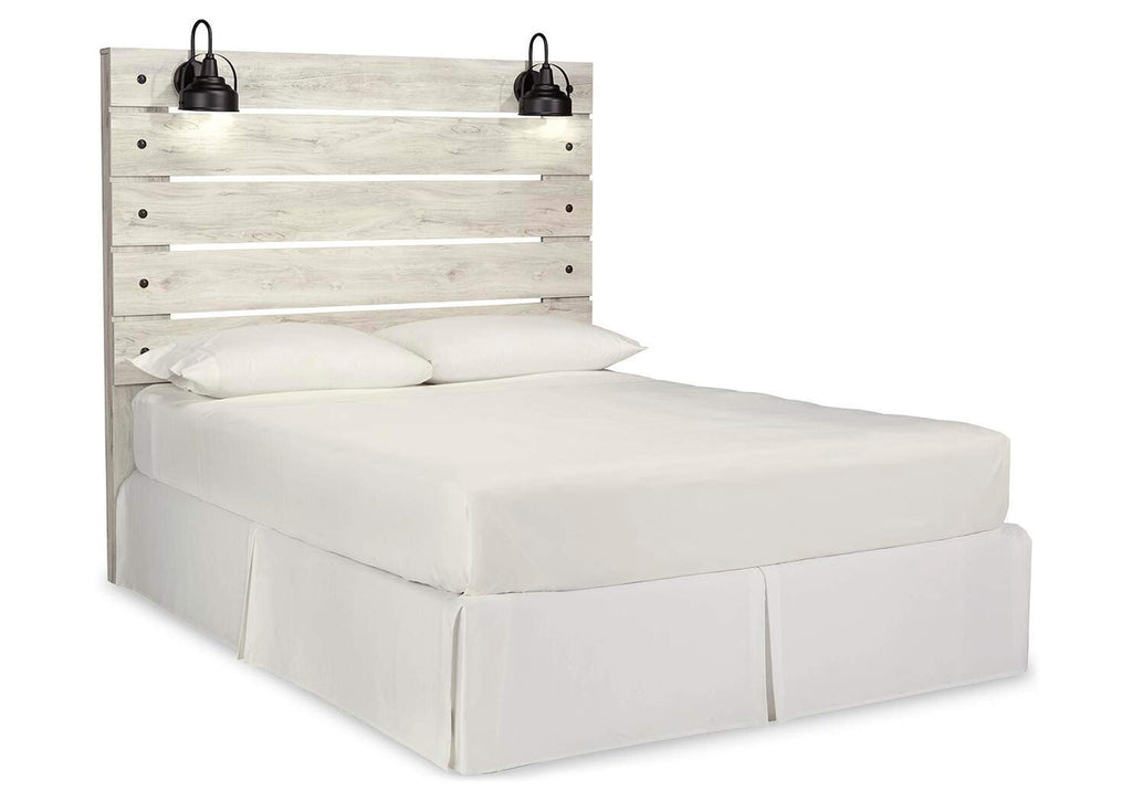 Cambeck Queen Panel Headboard Bed with Mirrored Dresser and Chest angled view