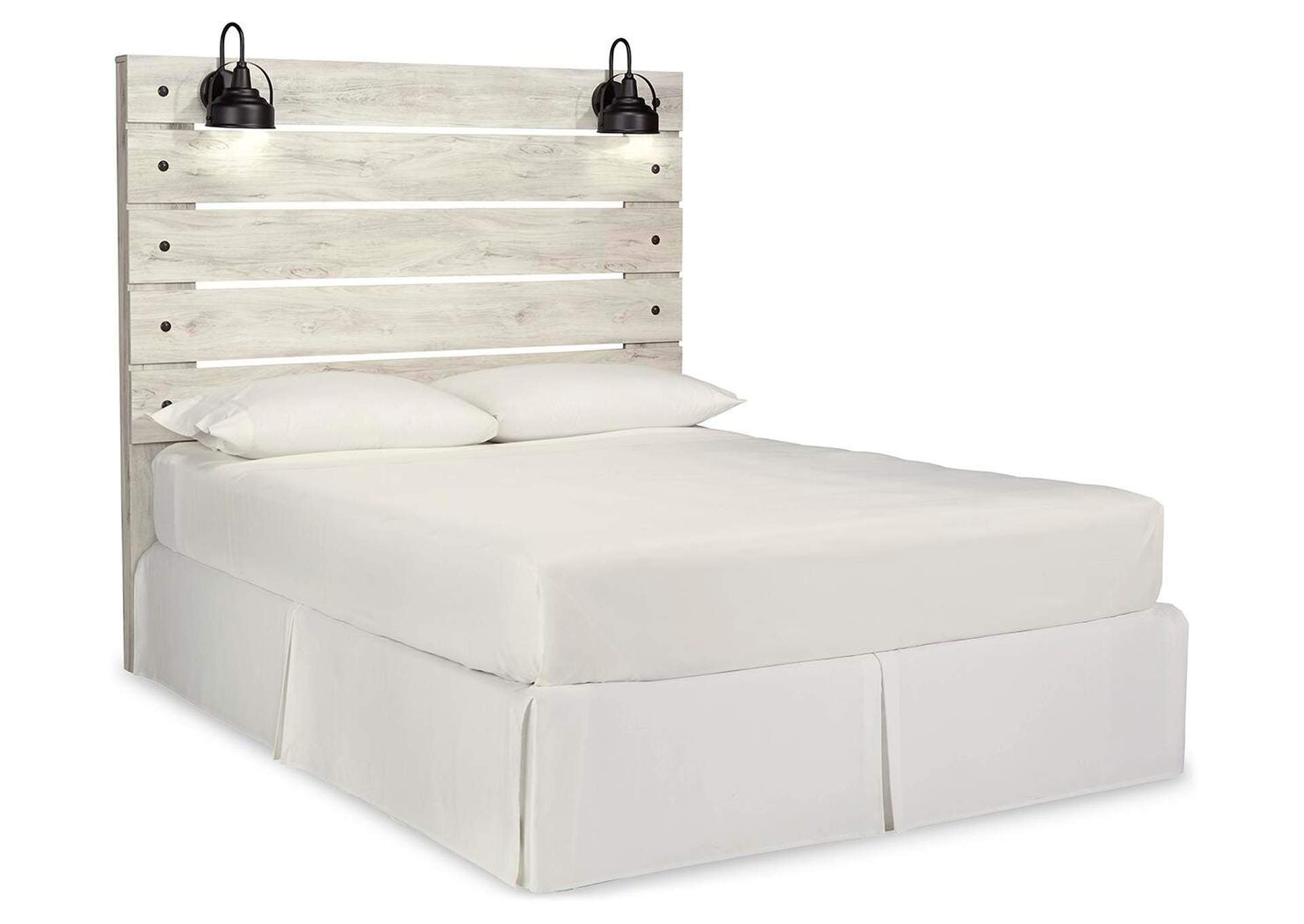 Cambeck Queen Panel Headboard Bed with Mirrored Dresser, Chest and 2 Nightstands angled view